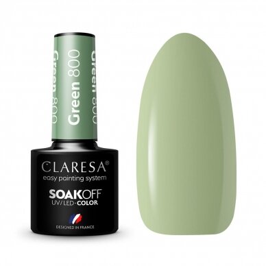 CLARESA ilgalaikis hibridinis nagų lakas GREEN 800, 5 g.