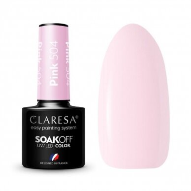 CLARESA ilgalaikis hibridinis nagų lakas PINK 504, 5g.