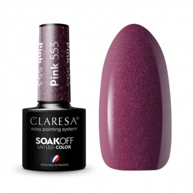 CLARESA ilgalaikis hibridinis nagų lakas PINK 553, 5g.