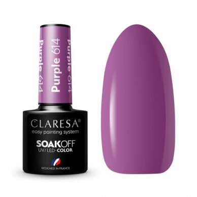 CLARESA ilgalaikis hibridinis nagų lakas PURPLE 614, 5g.