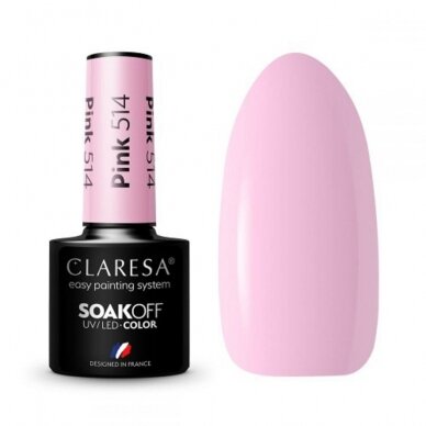 CLARESA ilgalaikis hibridinis nagų lakas PINK 514, 5g.