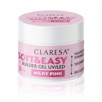 CLARESA statybinis gelis SOFT&EASY GEL MILKY PINK, 12 g. 3 CLARESA statybinis gelis SOFT&EASY GEL MILKY PINK, 12 g. 3