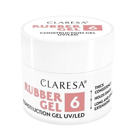 CLARESA gelinio lakavimo bazė RUBBER GEL 6, 12 g 1 CLARESA gelinio lakavimo bazė RUBBER GEL 6, 12 g 1