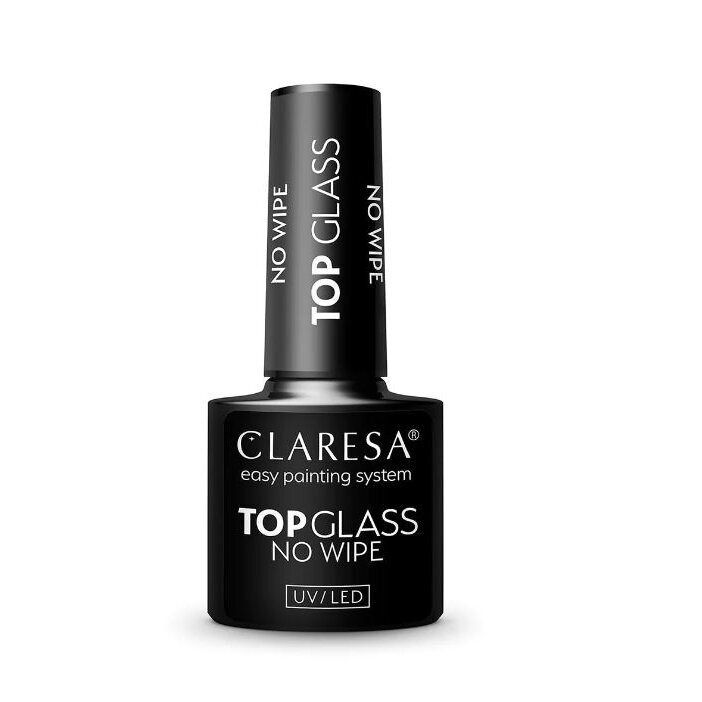 CLARESA hibridinis nagų lako viršutinis sluoksnis TOP GLASS NO WIPE 5 g CLARESA hibridinis nagų lako viršutinis sluoksnis TOP GLASS NO WIPE 5 g