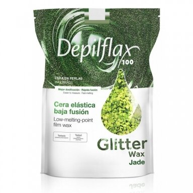 DEPILFLAX žemos lydymosi temperatūros žėrintis elastinis vaškas profesionalioms depiliacijos procedūroms GLITTER WAX, 1 kg. DEPILFLAX žemos lydymosi temperatūros žėrintis elastinis vaškas profesionalioms depiliacijos procedūroms GLITTER WAX, 1 kg.