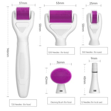 DERMA ROLLER rinkinys 6 in 1 mikroadatinėms veido procedūroms
