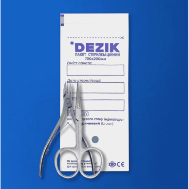 DEZIK sterilizavimo vokai-maišeliai su išoriniais indikatoriais 100*200 (balti) mm., 100 vnt. (MADE IN UKRAINE) 1
