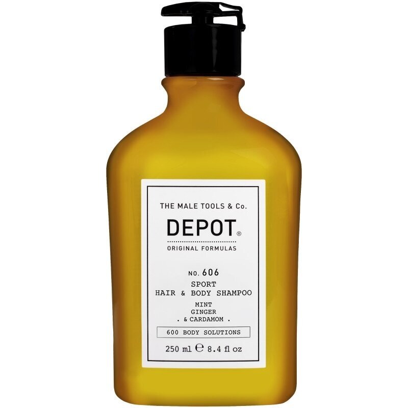 DEPOT No.606 Sport Hair&Body Wash vyriškas dušo gelis plaukams bei kūnui prausti su metų, imbiero bei kardamono ekstraktais, 250 ml DEPOT No.606 Sport Hair&Body Wash vyriškas dušo gelis plaukams bei kūnui prausti su metų, imbiero bei kardamono ekstraktais, 250 ml