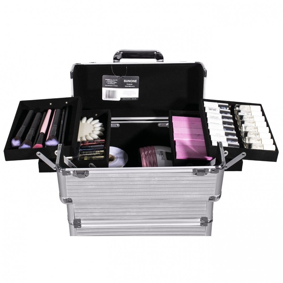 Didelis 4 dalių lagaminas kosmetikai XXXL 4in1 SILVER 1 Didelis 4 dalių lagaminas kosmetikai XXXL 4in1 SILVER 1
