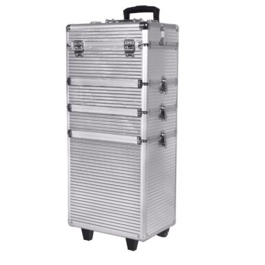 Didelis 4 dalių lagaminas kosmetikai XXXL 4in1 SILVER Didelis 4 dalių lagaminas kosmetikai XXXL 4in1 SILVER