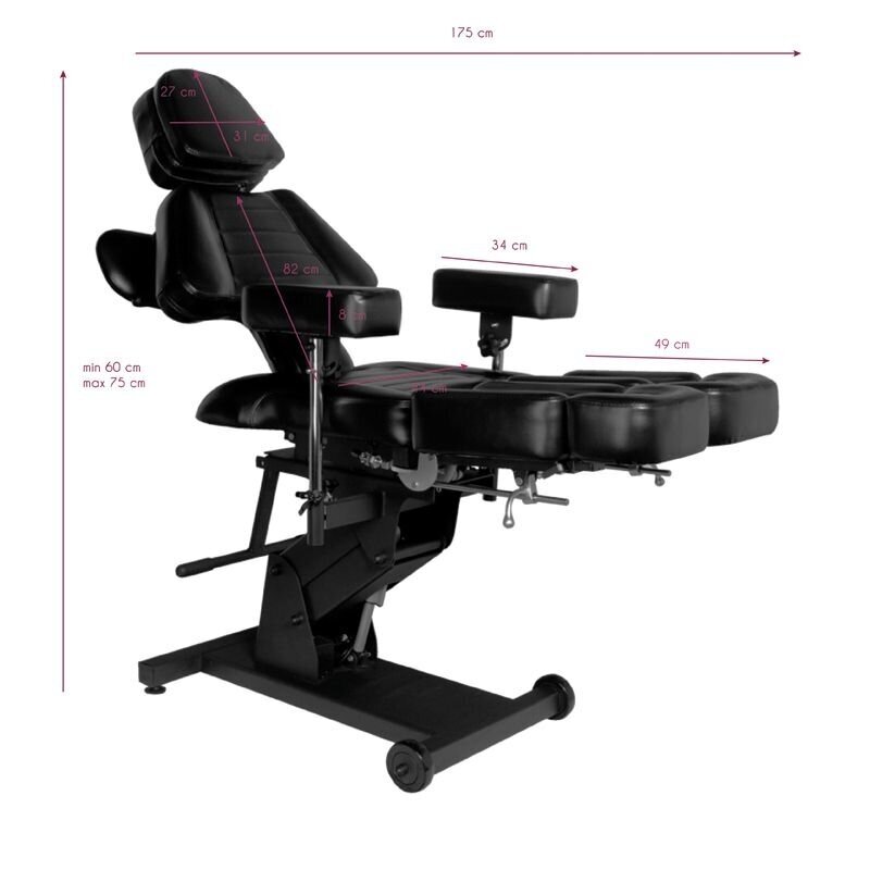 Profesionali elektrinė tatuiruočių salono kėdė/lova PRO INK 606 17 Profesionali elektrinė tatuiruočių salono kėdė/lova PRO INK 606 17