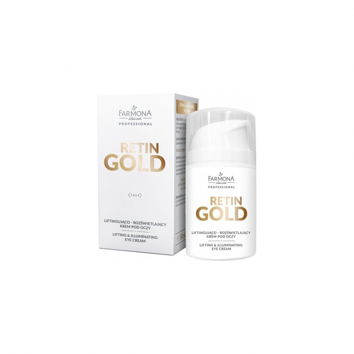 FARMONA RETIN GOLD stangrinantis ir skaistinantis paakių kremas (50+), 50 ml.
