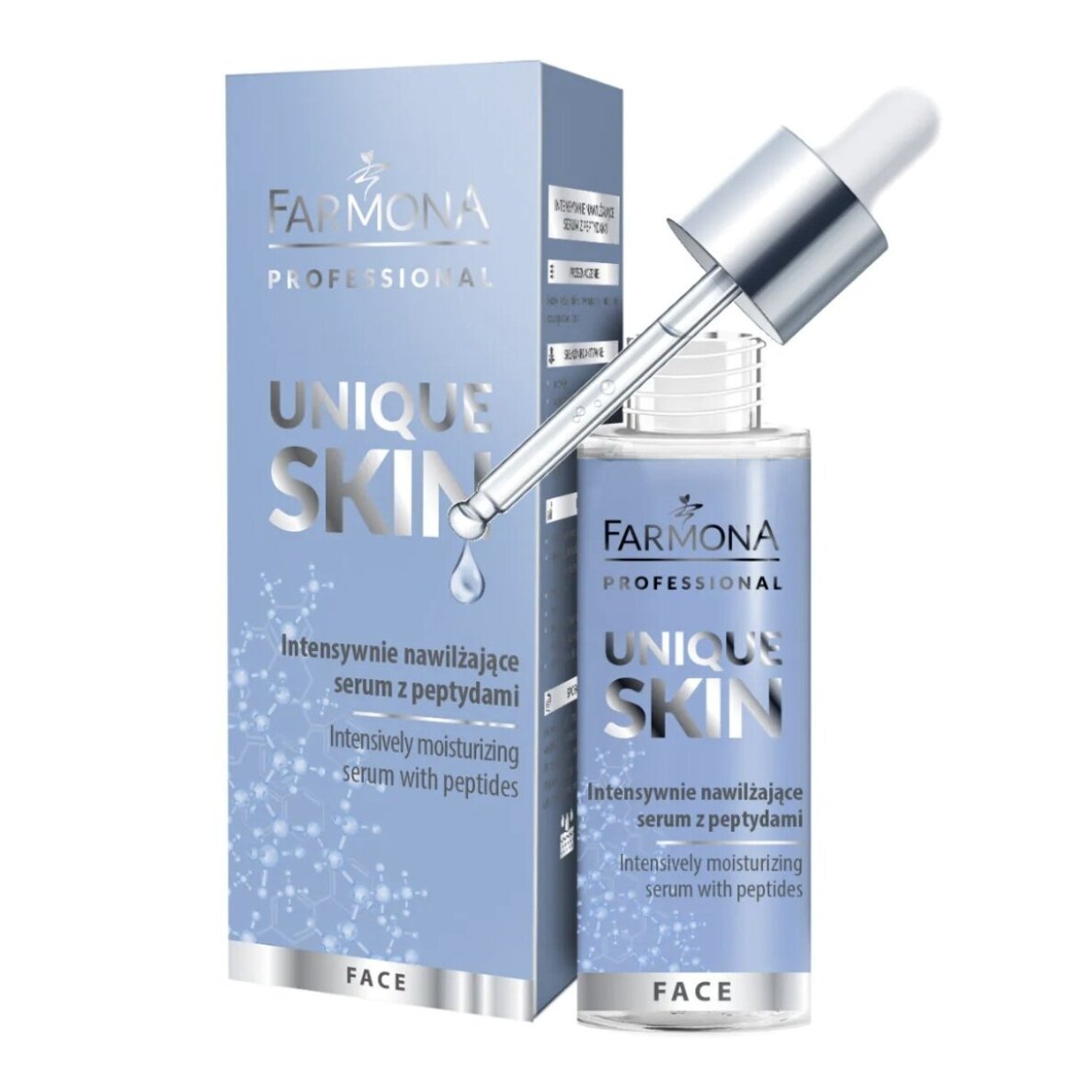 FARMONA UNIQUE SKIN intensyviai veido odą drėkinantis serumas su peptidais, 30 ml FARMONA UNIQUE SKIN intensyviai veido odą drėkinantis serumas su peptidais, 30 ml