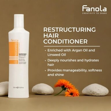 FANOLA NOURISHING atkuriamasis plaukų kondicionierius, 350 ml. FANOLA NOURISHING atkuriamasis plaukų kondicionierius, 350 ml.