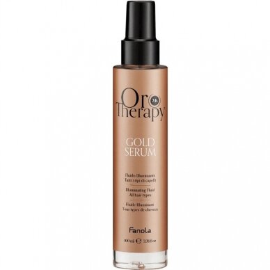 FANOLA ORO THERAPY plaukus drėkinantis bei spindesį suteikiantis fliuidas su rožių ekstraktu GOLD SERUM, 100 ml FANOLA ORO THERAPY plaukus drėkinantis bei spindesį suteikiantis fliuidas su rožių ekstraktu GOLD SERUM, 100 ml