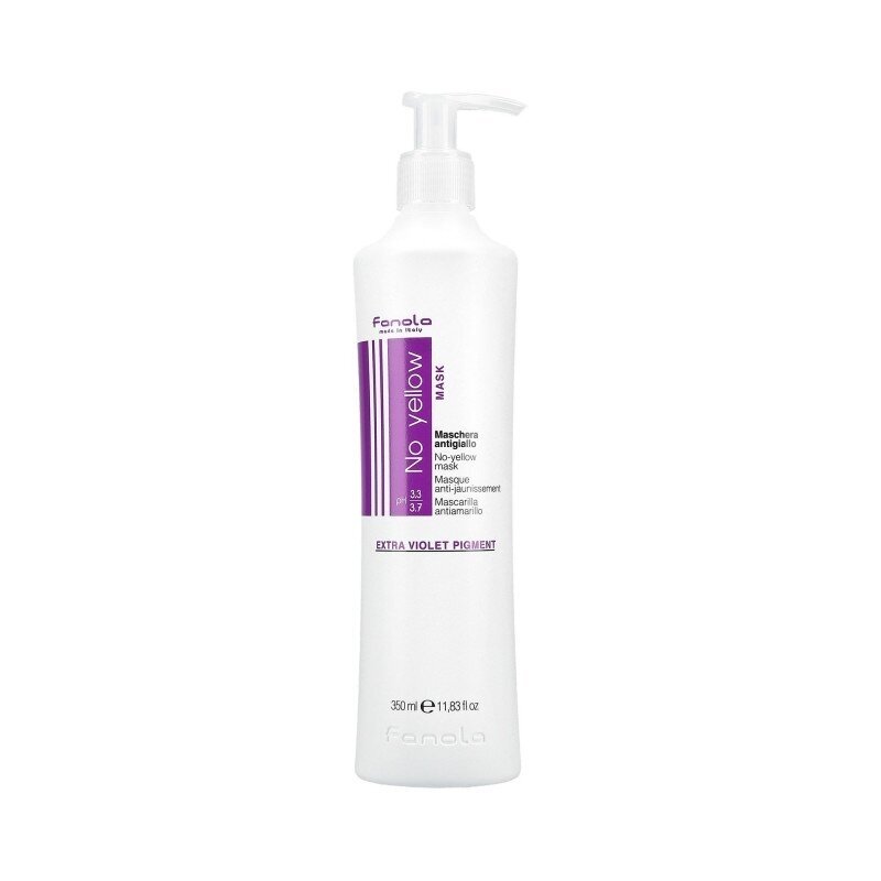 FANOLA NO YELLOW spalvos neutralizavimo kaukė šviesiems plaukams, 350 ml. FANOLA NO YELLOW spalvos neutralizavimo kaukė šviesiems plaukams, 350 ml.