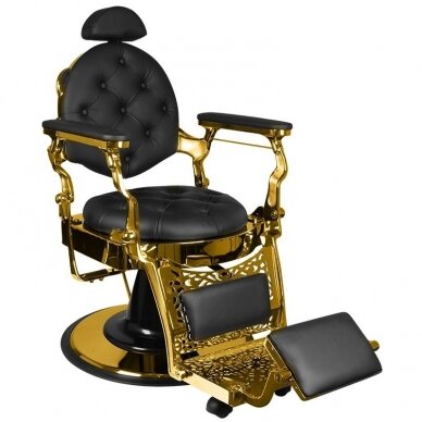 Profesionali barberio kėdė kirpykloms ir grožio salonams GABBIANO GIULIO GOLD, juodos spalvos Profesionali barberio kėdė kirpykloms ir grožio salonams GABBIANO GIULIO GOLD, juodos spalvos