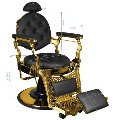 Profesionali barberio kėdė kirpykloms ir grožio salonams GABBIANO GIULIO GOLD, juodos spalvos 4 Profesionali barberio kėdė kirpykloms ir grožio salonams GABBIANO GIULIO GOLD, juodos spalvos 4