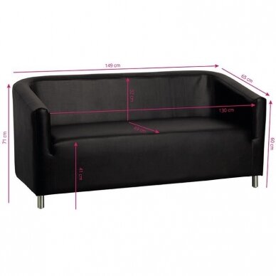 Profesionali laukiamojo sofa kirpykloms ir grožio salonams GABBIANO M021, juodos spalvos 1 Profesionali laukiamojo sofa kirpykloms ir grožio salonams GABBIANO M021, juodos spalvos 1