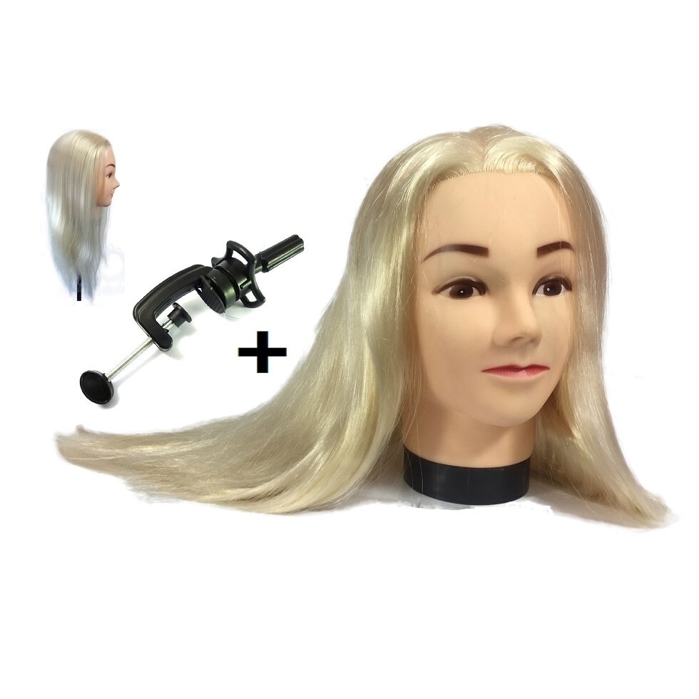 Galva profesionaliems kirpėjų mokymams ANETA BLOND (55 cm sintetiniai plaukai) + laikiklis Galva profesionaliems kirpėjų mokymams ANETA BLOND (55 cm sintetiniai plaukai) + laikiklis
