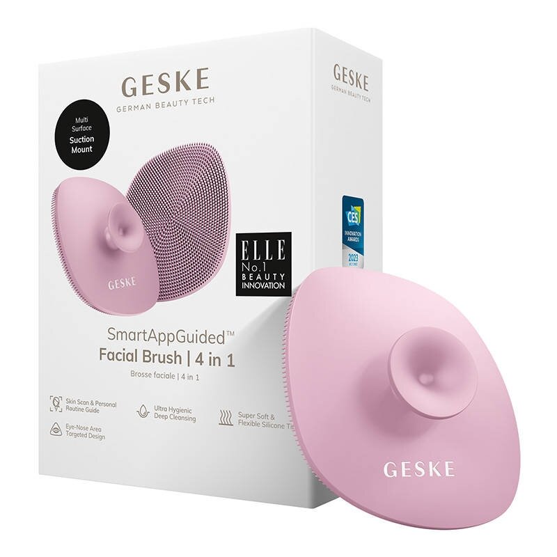 GESKE profesionalus veido valymo šepetėlis su rankenėle PINK 4IN1