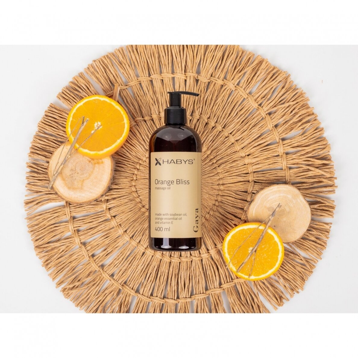 HABYS GAYA ORANGE BLISS sojų pupelių masažo aliejus su vitaminu E apelsinų kvapo, 400 ml 3 HABYS GAYA ORANGE BLISS sojų pupelių masažo aliejus su vitaminu E apelsinų kvapo, 400 ml 3