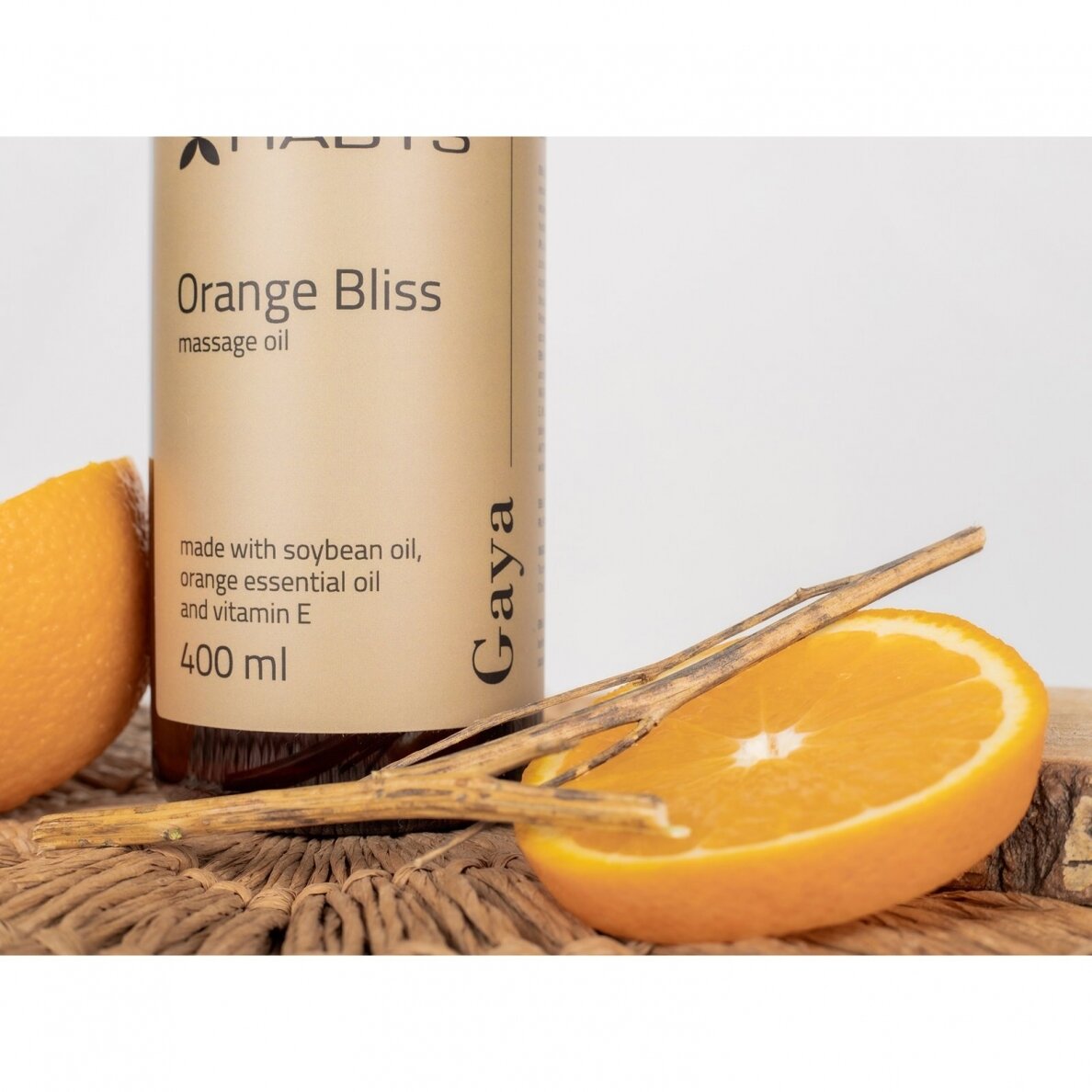 HABYS GAYA ORANGE BLISS sojų pupelių masažo aliejus su vitaminu E apelsinų kvapo, 400 ml 2 HABYS GAYA ORANGE BLISS sojų pupelių masažo aliejus su vitaminu E apelsinų kvapo, 400 ml 2