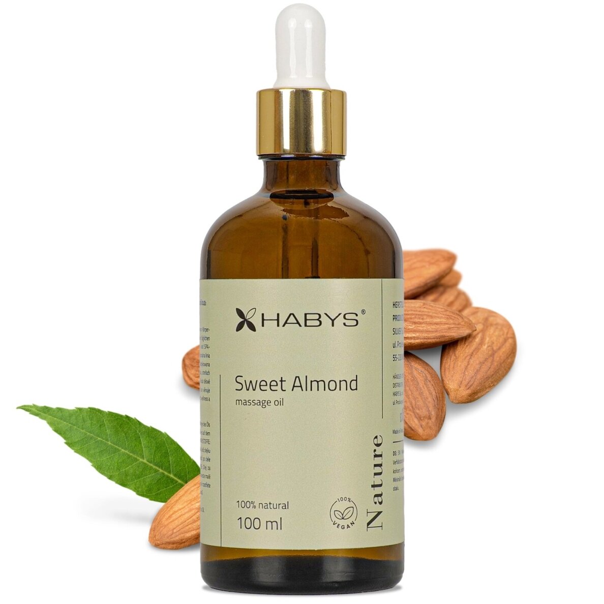 HABYS NATURE natūralus saldžiųjų migdolų aliejus su pipetė, 100 ml