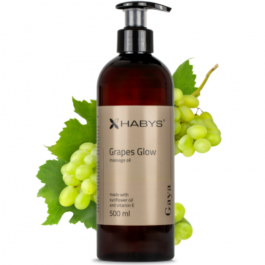 HABYS GAYA GRAPES GLOW masažinis aliejus su saulėgrąžų bei migdolų aliejumi, 500 ml HABYS GAYA GRAPES GLOW masažinis aliejus su saulėgrąžų bei migdolų aliejumi, 500 ml