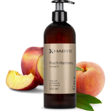 HABYS GAYA PEACH HARMONY masažinis aliejus su saulėgrąžų ir migdolų aliejumi, 500 ml HABYS GAYA PEACH HARMONY masažinis aliejus su saulėgrąžų ir migdolų aliejumi, 500 ml