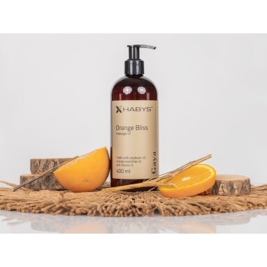 HABYS GAYA ORANGE BLISS sojų pupelių masažo aliejus su vitaminu E apelsinų kvapo, 400 ml HABYS GAYA ORANGE BLISS sojų pupelių masažo aliejus su vitaminu E apelsinų kvapo, 400 ml