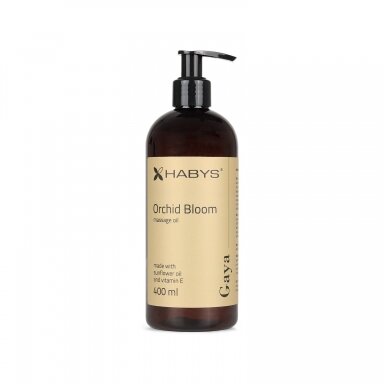 HABYS GAYA ORCHID BLOOM saulėgražų masažo aliejus su vitaminu E orchidėju kvapo, 400 ml HABYS GAYA ORCHID BLOOM saulėgražų masažo aliejus su vitaminu E orchidėju kvapo, 400 ml
