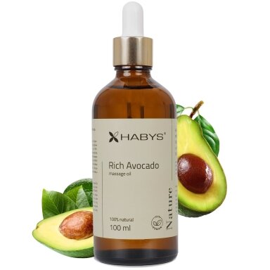 HABYS RICH AVOCADO natūralus masažo aliejus su avokadais, 100 ml HABYS RICH AVOCADO natūralus masažo aliejus su avokadais, 100 ml