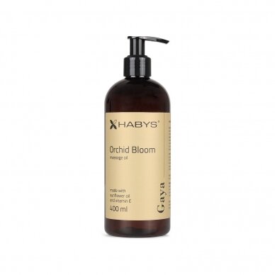 HABYS GAYA ORCHID BLOOM saulėgražų masažo aliejus su vitaminu E orchidėju kvapo, 400 ml HABYS GAYA ORCHID BLOOM saulėgražų masažo aliejus su vitaminu E orchidėju kvapo, 400 ml