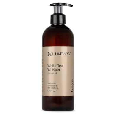 HABYS GAYA WHITE TEA WHISPER masažinis aliejus su saulėgrąžų aliejumi ir vitaminu E, 500 ml 1 HABYS GAYA WHITE TEA WHISPER masažinis aliejus su saulėgrąžų aliejumi ir vitaminu E, 500 ml 1