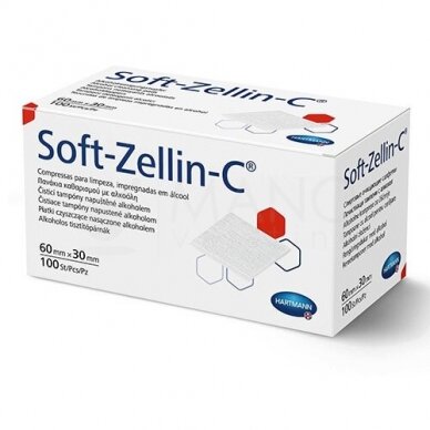 Hartmann Soft-Zellin spiritinės servetelės injekcijoms, 60 х 30 мм, N100 Hartmann Soft-Zellin spiritinės servetelės injekcijoms, 60 х 30 мм, N100