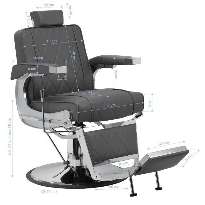 HAIR SYSTEM profesionali barberio kėdė kirpykloms ir grožio salonams BM88066, pilkos spalvos 15 HAIR SYSTEM profesionali barberio kėdė kirpykloms ir grožio salonams BM88066, pilkos spalvos 15