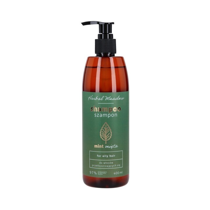HISKIN HERBAL MEADOW SHAMPOO MINT šampūnas riebiems plaukams su pipirmečio ekstraktu, 400 ml