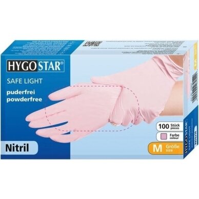 HYGOSTAR vienkartinės nitrilinės pirštinės be pudros FARBE, 100 vnt. 1 HYGOSTAR vienkartinės nitrilinės pirštinės be pudros FARBE, 100 vnt. 1