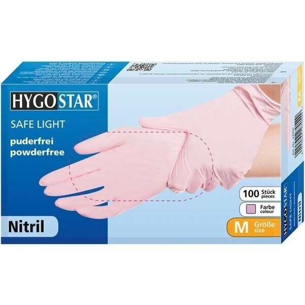 HYGOSTAR vienkartinės nitrilinės pirštinės be pudros FARBE, 100 vnt. 1 HYGOSTAR vienkartinės nitrilinės pirštinės be pudros FARBE, 100 vnt. 1