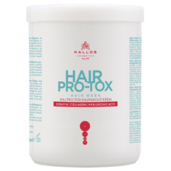 KALLOS HAIR PRO-TOX MASK atkuriamoji kaukė sausiems plaukams su keratinu, kolageno ir hialurono rūgštimis, 1000 ml