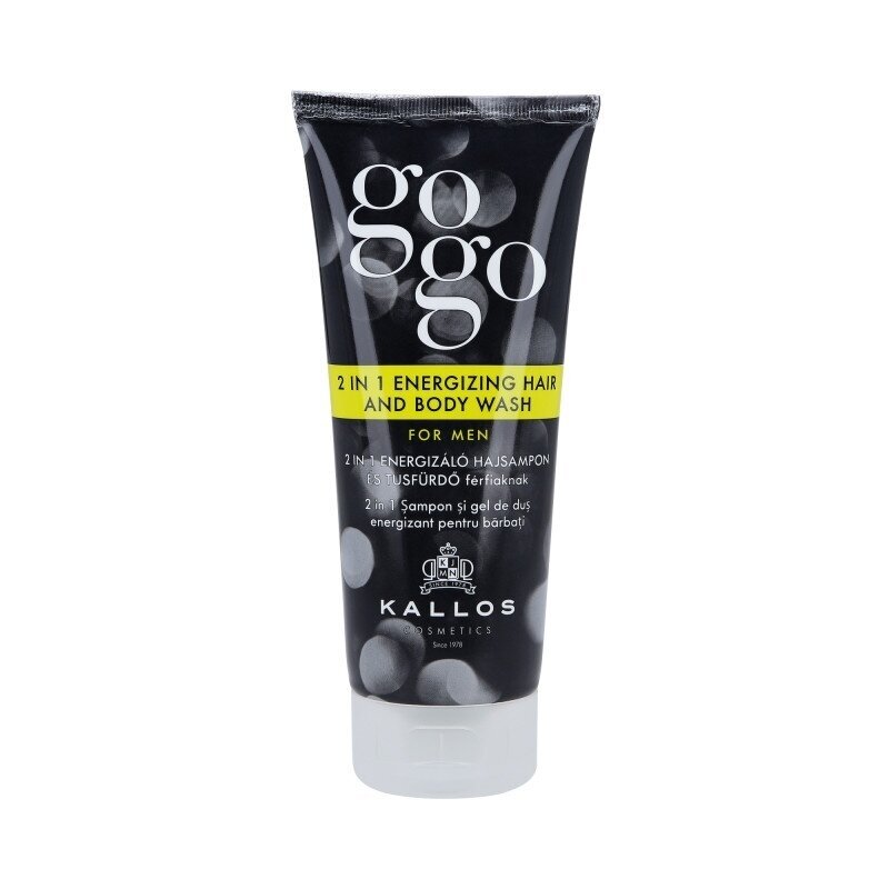 KALLOS GOGO MEN 2in1 energizuojanti dušo želė kūnui ir plaukams, 200 ml KALLOS GOGO MEN 2in1 energizuojanti dušo želė kūnui ir plaukams, 200 ml