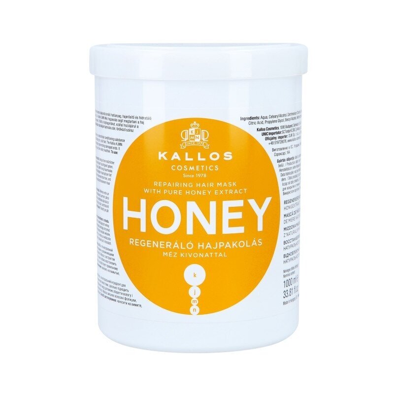 KALLOS KJMN HONEY REPAIRING MASK regeneruojanti plaukų kaukė su medumi,1000 ml