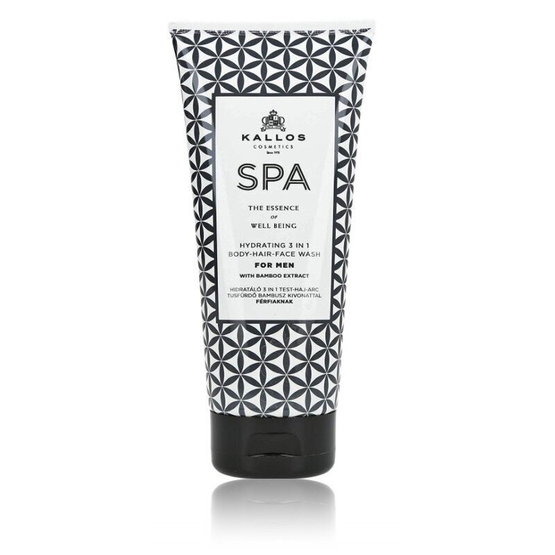 KALLOS SPA 3in1 Body-Hair-Face Wash drėkinamasis kūno prausiklis vyrams, 200 ml. KALLOS SPA 3in1 Body-Hair-Face Wash drėkinamasis kūno prausiklis vyrams, 200 ml.