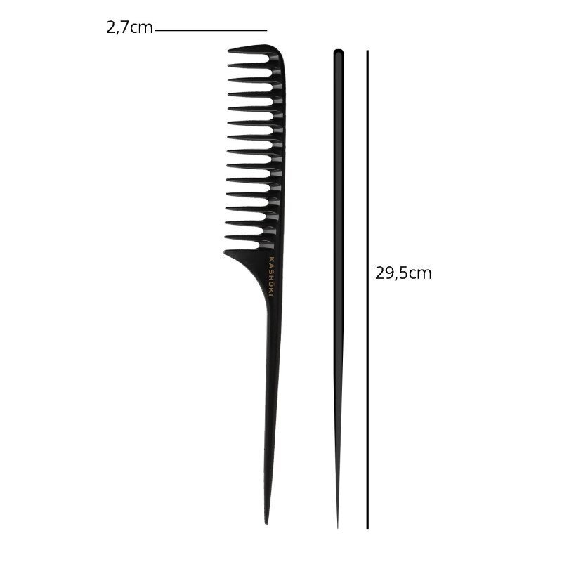 KASHOKI HR COMB WT TAIL COMB 450 šukos labai storiems plaukams AOI 1 KASHOKI HR COMB WT TAIL COMB 450 šukos labai storiems plaukams AOI 1