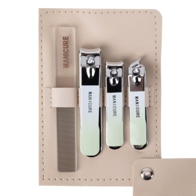 Kelioninis manikiūro ir pedikiūro įrankių rinkinys BEIGE, 4 vnt 4 Kelioninis manikiūro ir pedikiūro įrankių rinkinys BEIGE, 4 vnt 4
