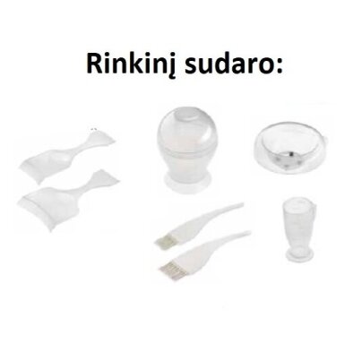 Kirpėjo priemonių rinkinys plaukų dažymui, 7 vnt., baltos spalvos Kirpėjo priemonių rinkinys plaukų dažymui, 7 vnt., baltos spalvos