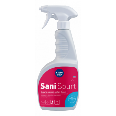 KIILTO PRO SANI SPURT purvo ir kalkių nuosėdų valymui vonios kambariuose, 750 ml KIILTO PRO SANI SPURT purvo ir kalkių nuosėdų valymui vonios kambariuose, 750 ml