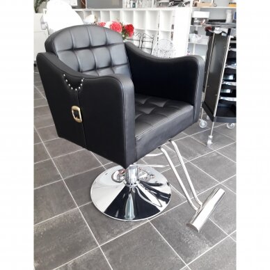 Profesionali kirpyklos kėdė HAIR SYSTEM 0-90, juodos spalvos su sage 8 Profesionali kirpyklos kėdė HAIR SYSTEM 0-90, juodos spalvos su sage 8