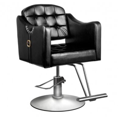 Profesionali kirpyklos kėdė HAIR SYSTEM 0-90, juodos spalvos su sage Profesionali kirpyklos kėdė HAIR SYSTEM 0-90, juodos spalvos su sage